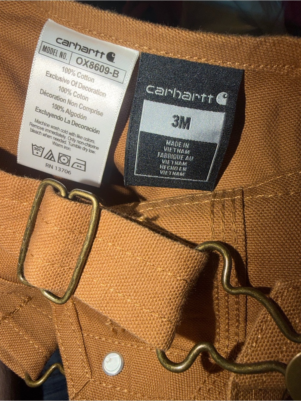 Carhartt Kids Tan/Brown Canvas Overalls with Utility Pockets - Picture 4 of 6